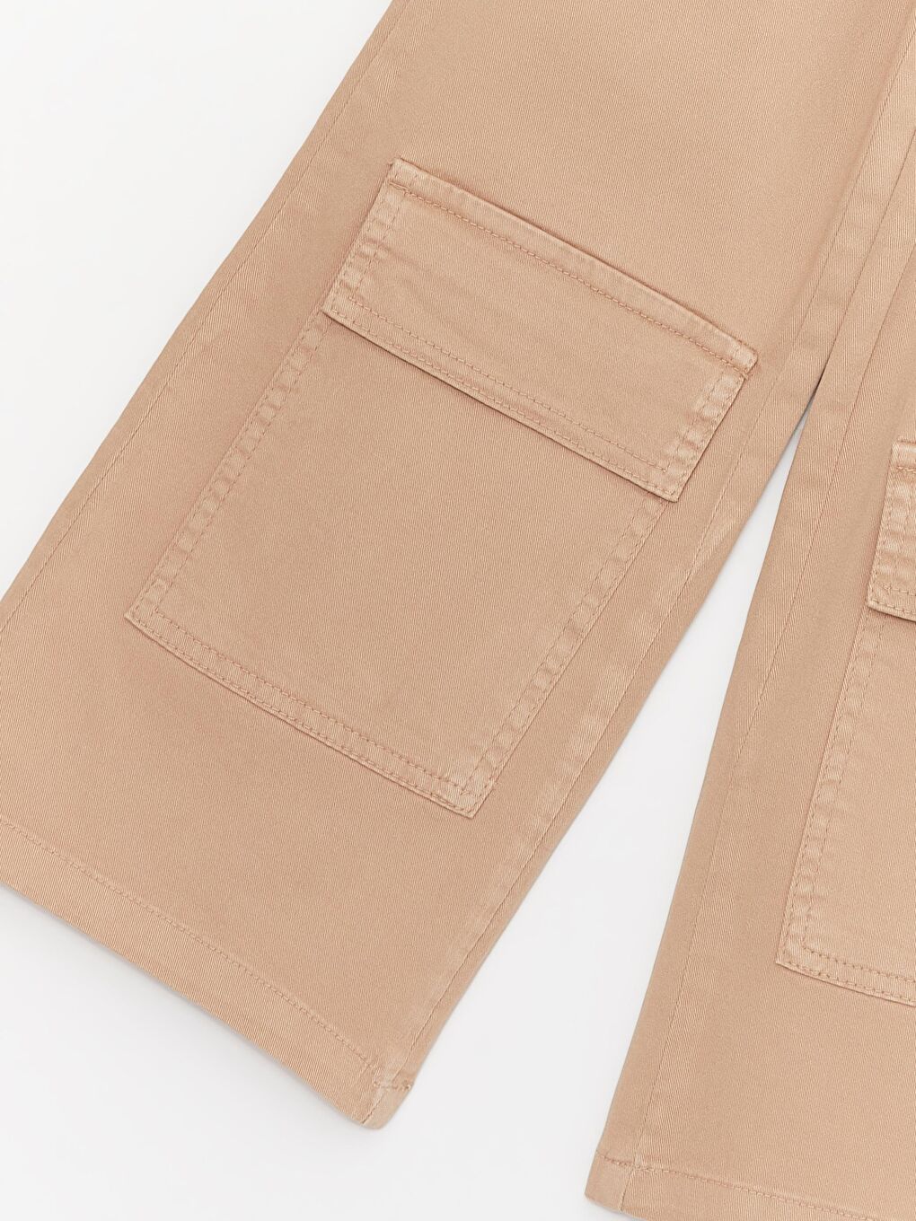 Bej Kız Çocuk Ön ve Arka Cepli Jean Pantolon-1