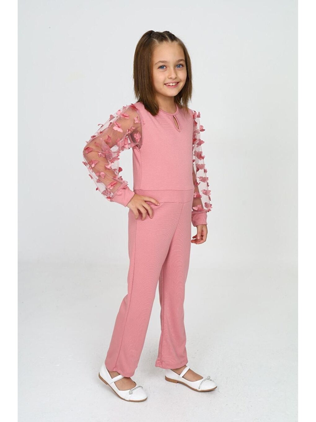 Pembe Tül Kol Detaylı Tulum Gece Ve Parti Kıyafeti-2