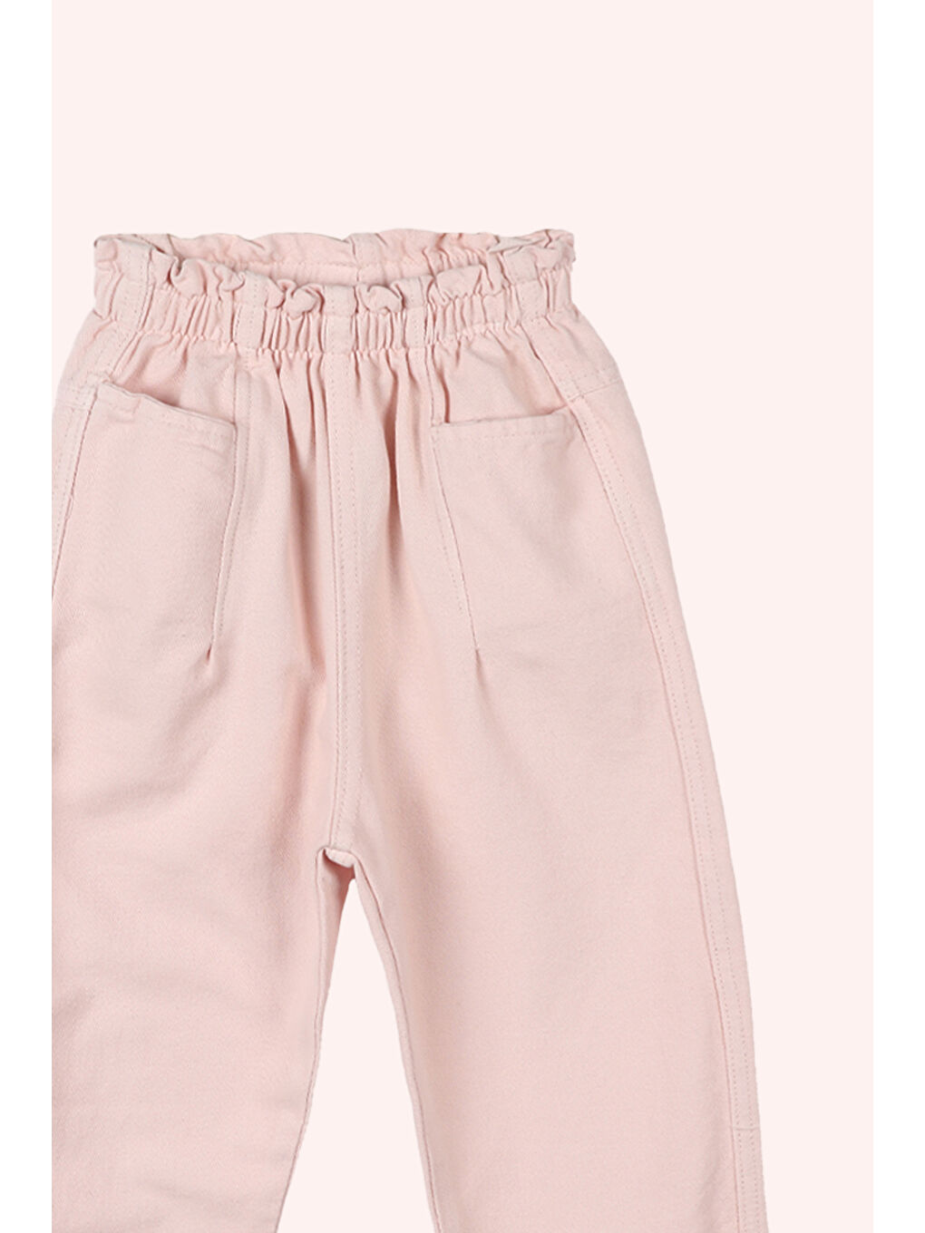Pembe Kız Çocuk Beli Lastikli Pantolon-1