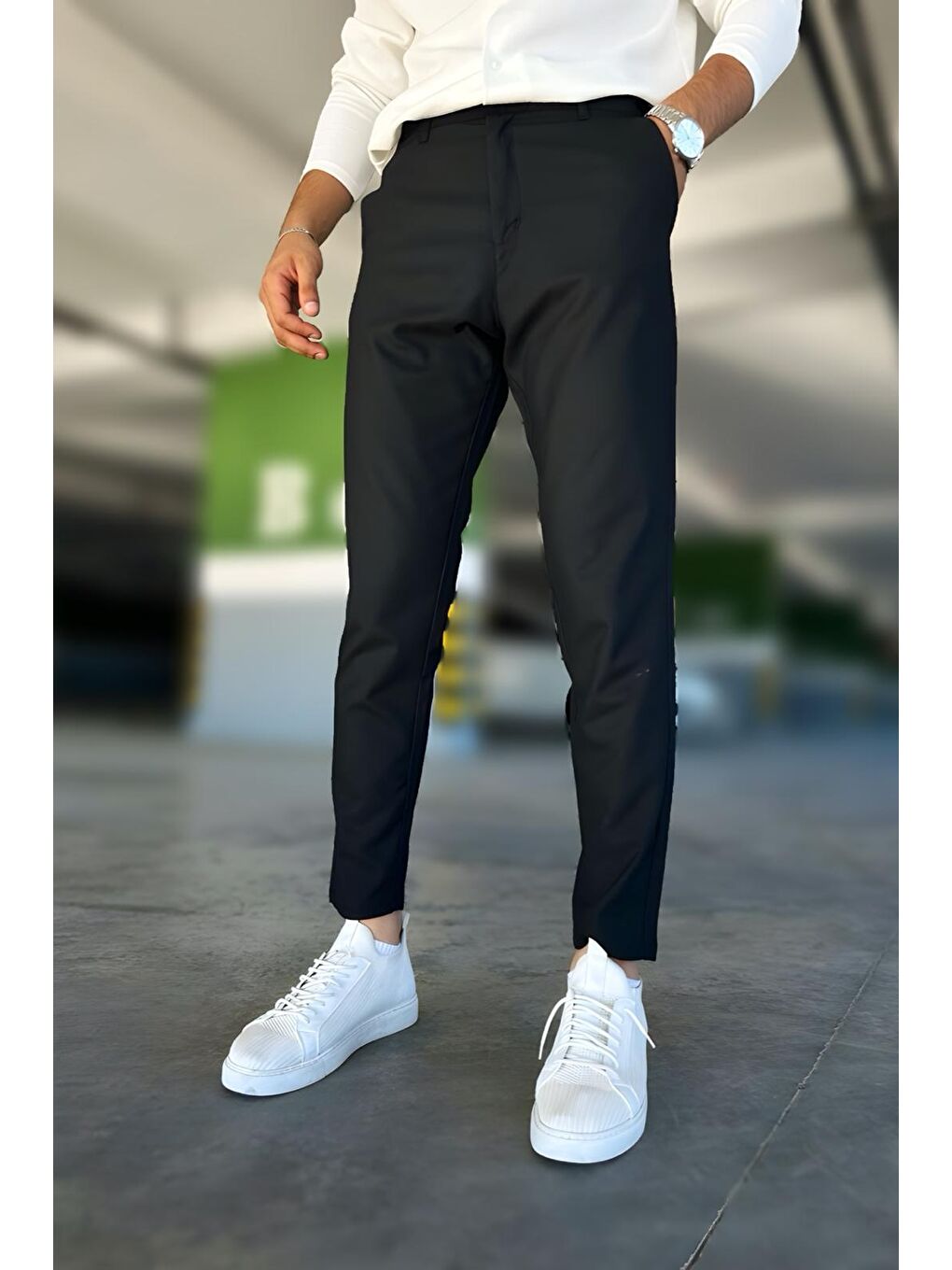 Oksit Siyah Hel 779 Slim Fit Pamuklu Casual Okul Kumaş Pantolon - 1