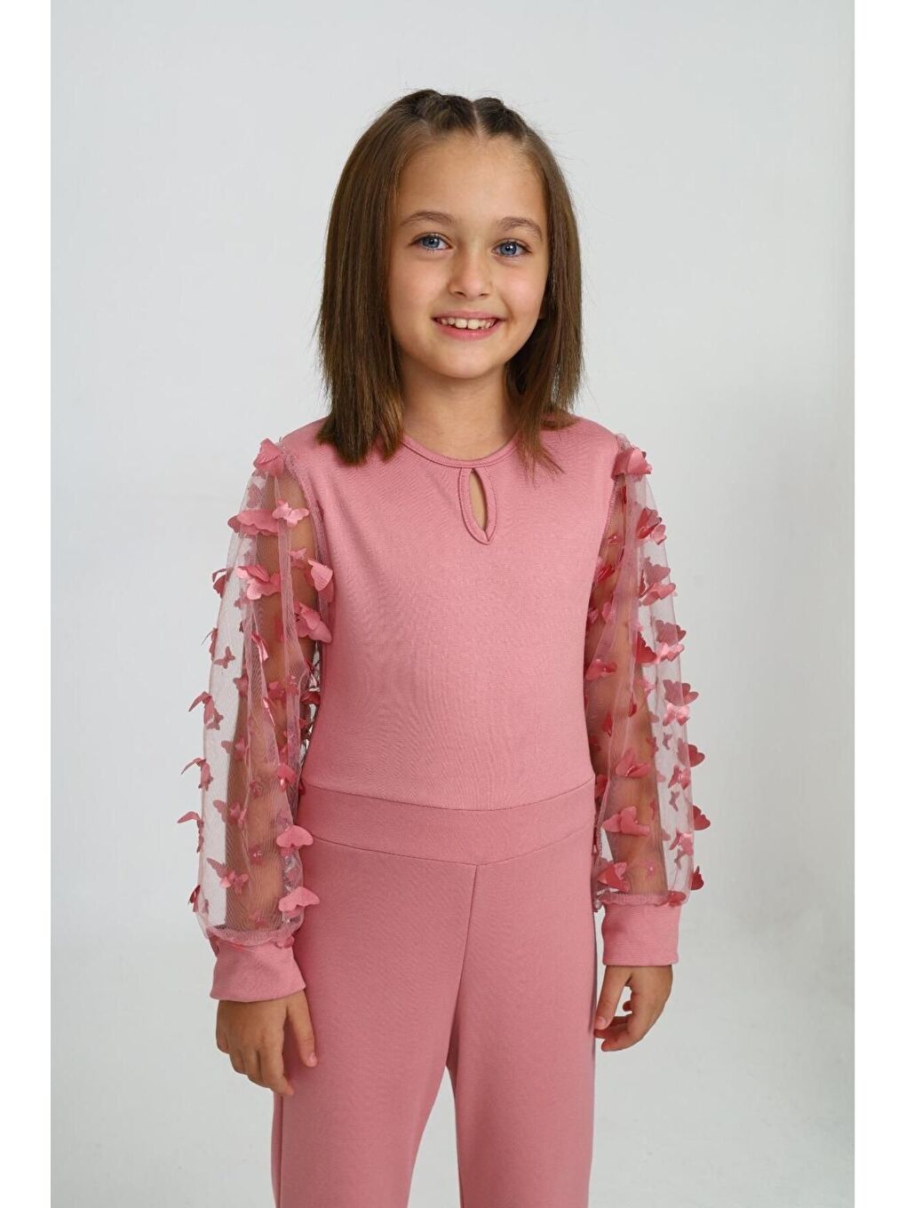 Pembe Tül Kol Detaylı Tulum Gece Ve Parti Kıyafeti-4