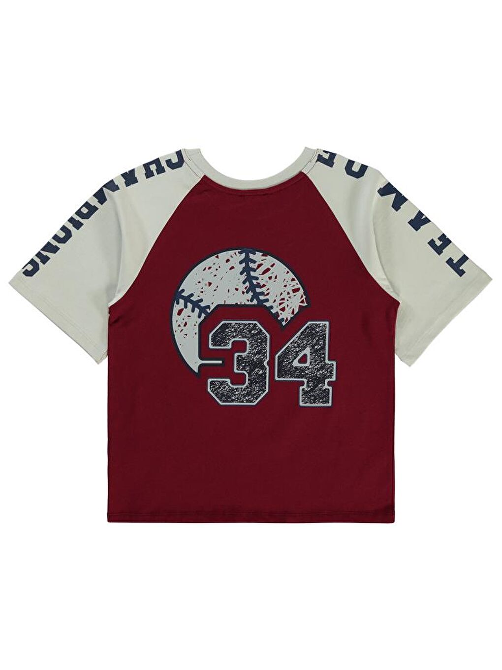 Boys 34 Baskılı 10-13 Yaş Tişört - Bordo11-12 Yaş