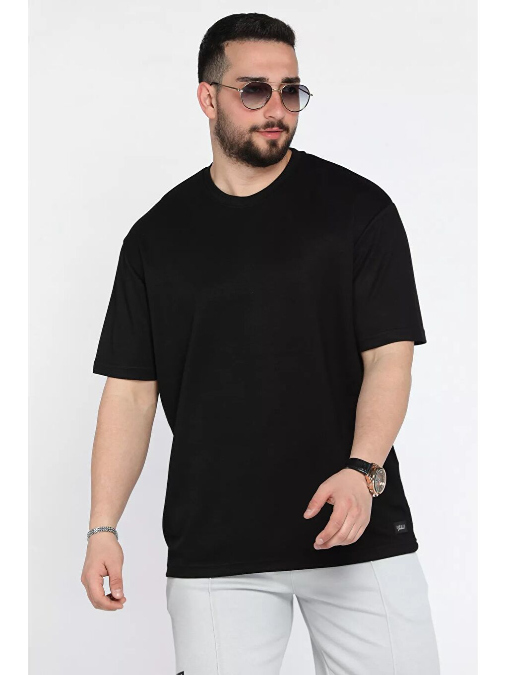 Siyah Erkek Bisiklet Yaka Tişört