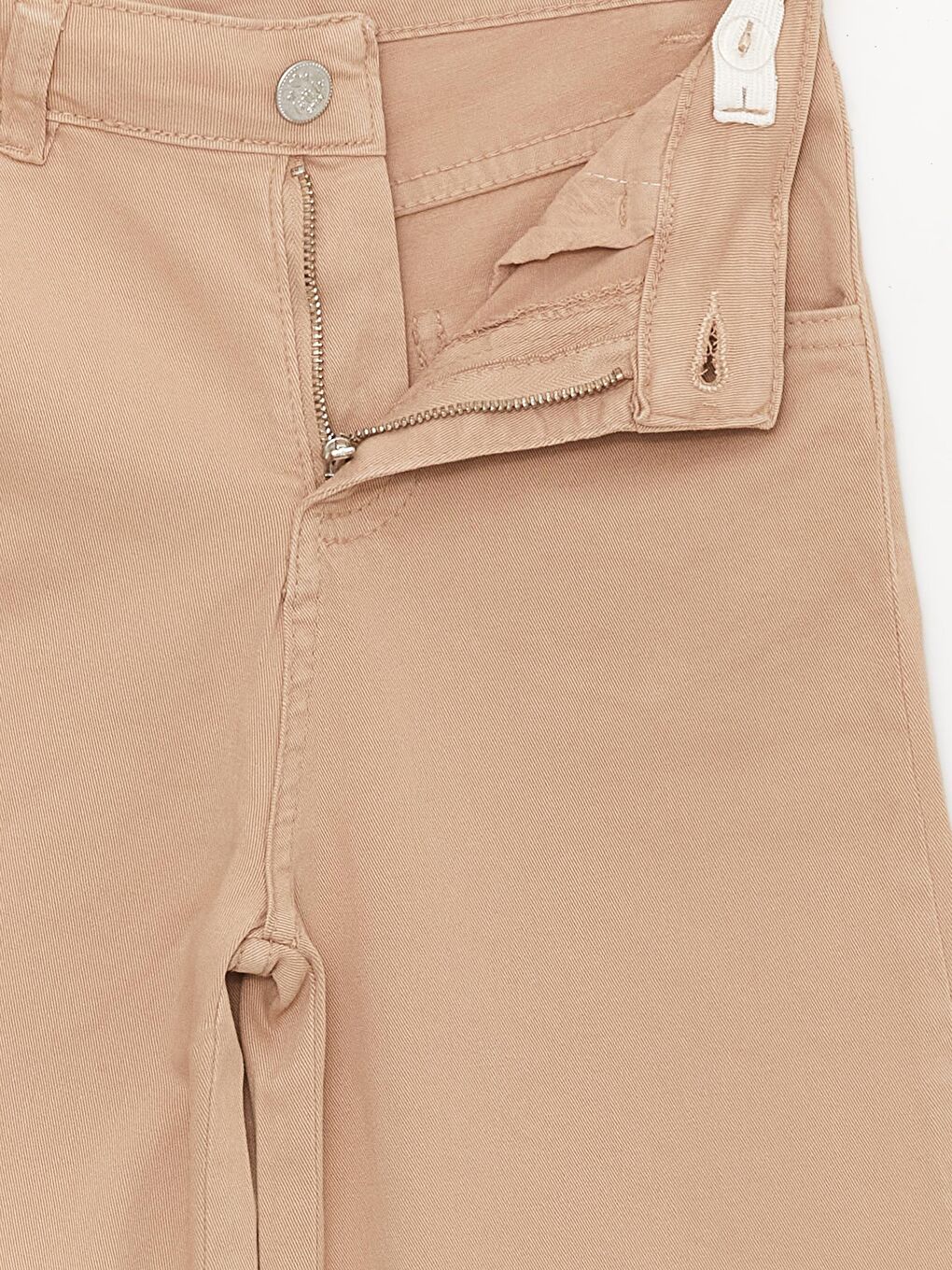 Bej Kız Çocuk Ön ve Arka Cepli Jean Pantolon-2