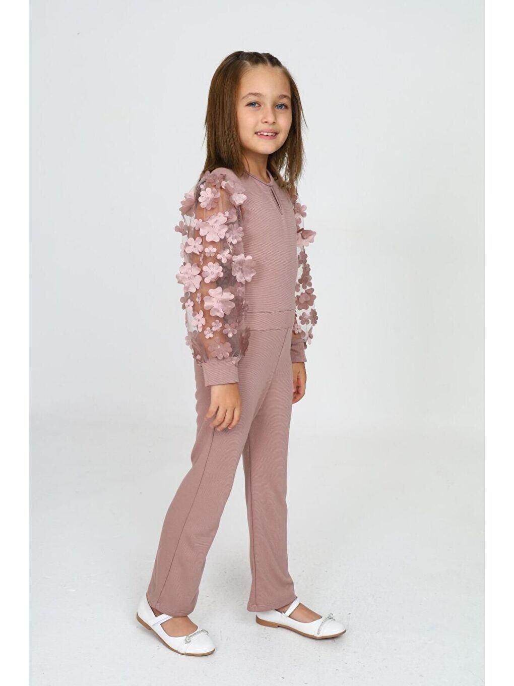 Pembe Tül Kol Detaylı Tulum Gece Ve Parti Kıyafeti-2