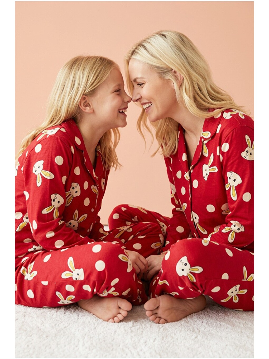 Bordo Pamuklu Düğmeli Pijama Takım