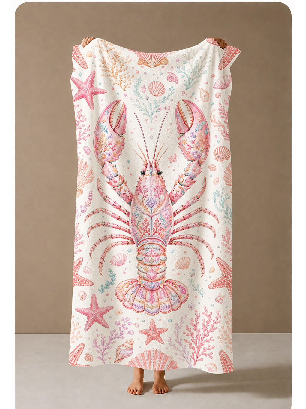 Mavi Pembe Deniz Motifli Desenli 70x150 Plaj Havlusu