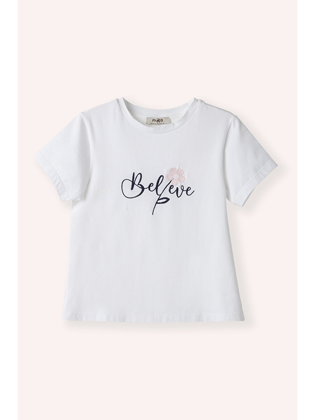 Kız Çocuk Nakış Detaylı T-Shirt Beyaz