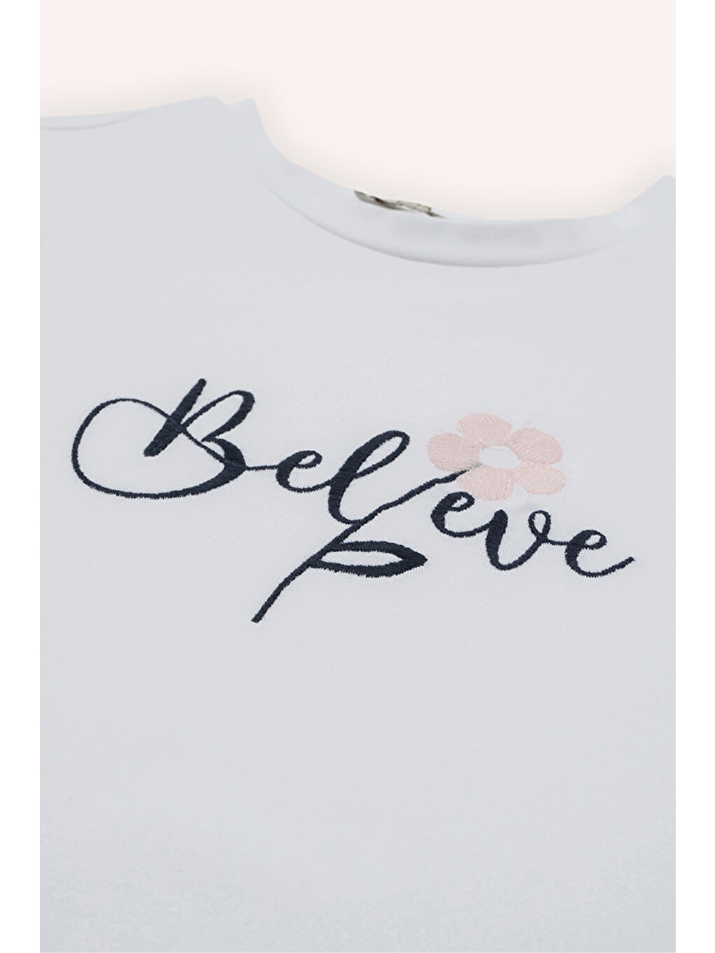 Kız Çocuk Nakış Detaylı T-Shirt Beyaz-3