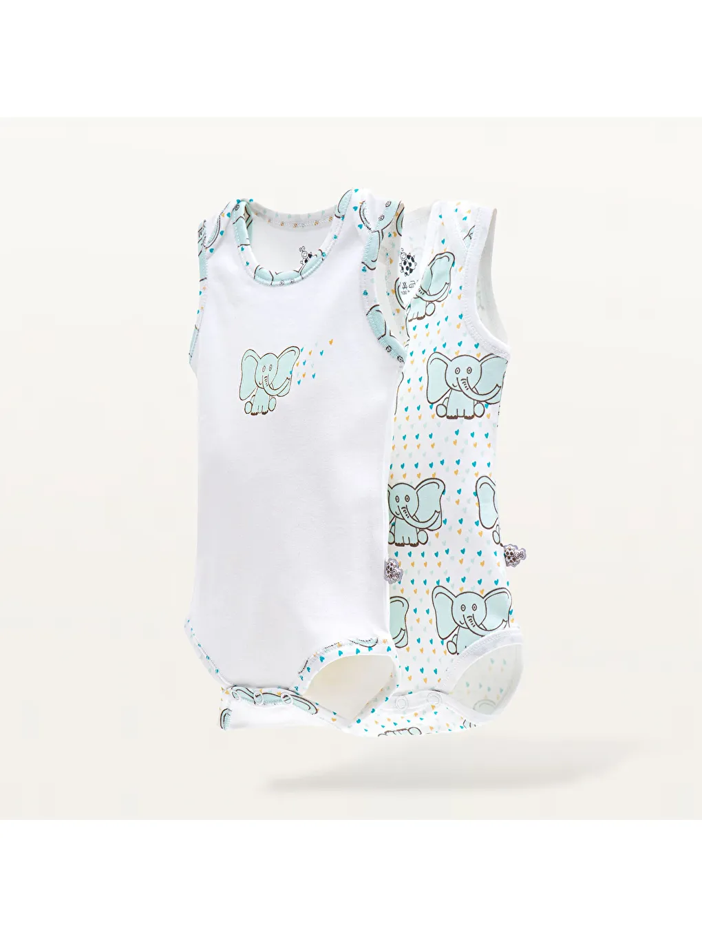 Borneo 2'li Bebek Zıbın Kolsuz Organik Beyaz-Mint