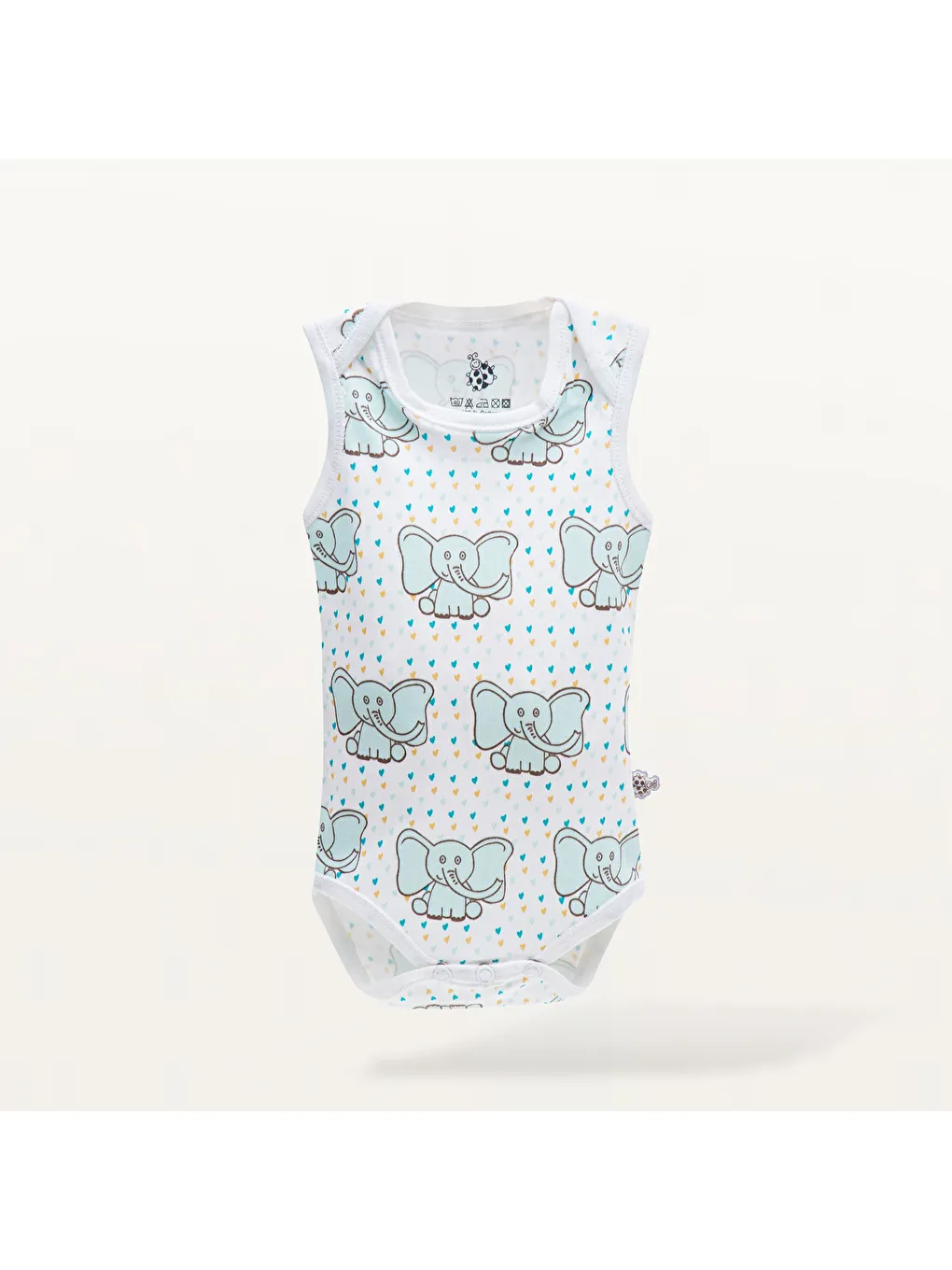 Borneo 2'li Bebek Zıbın Kolsuz Organik Beyaz-Mint-1