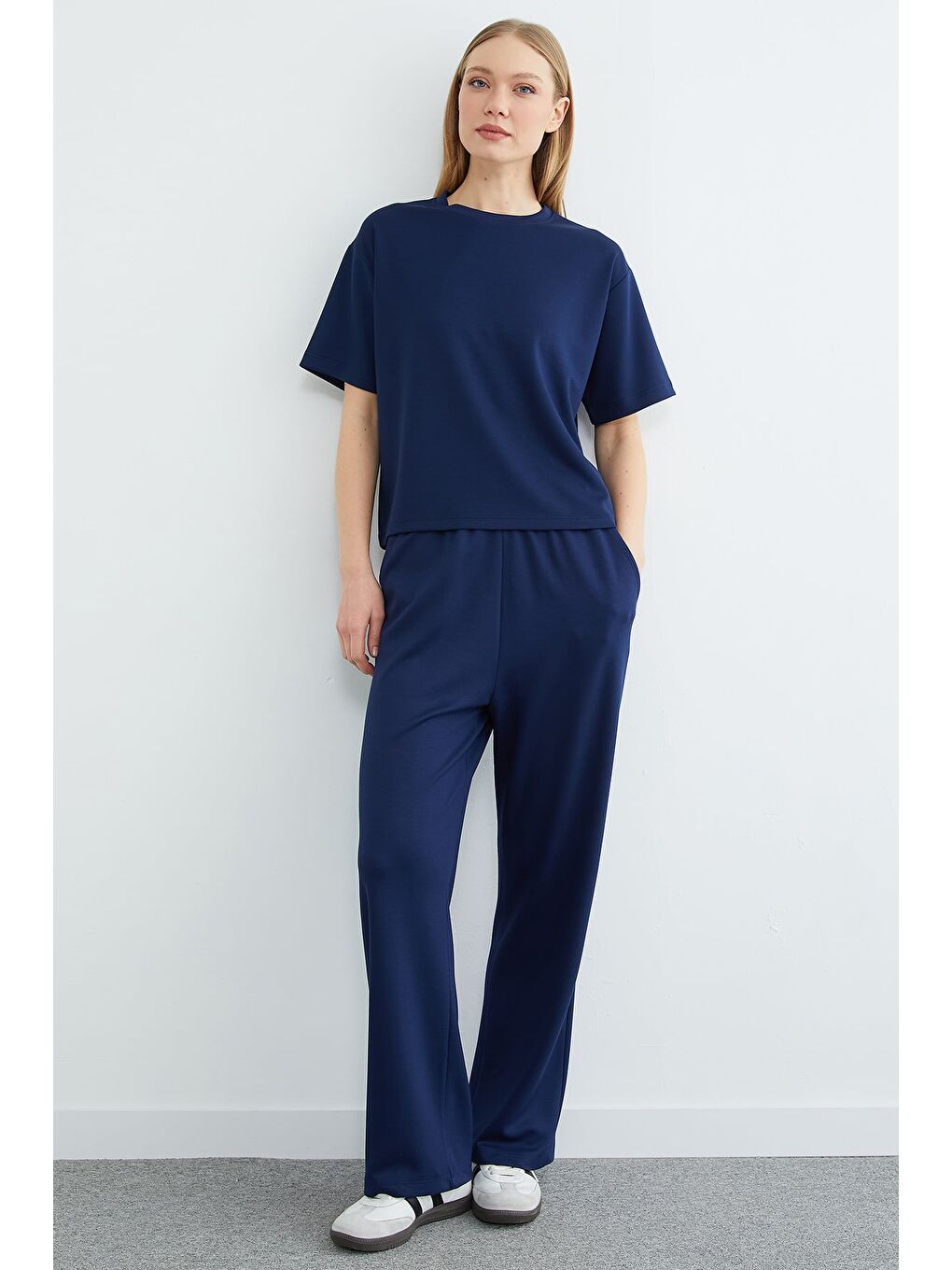 Lacivert Basic Kısa Kollu Modal 2 Li Takım-1