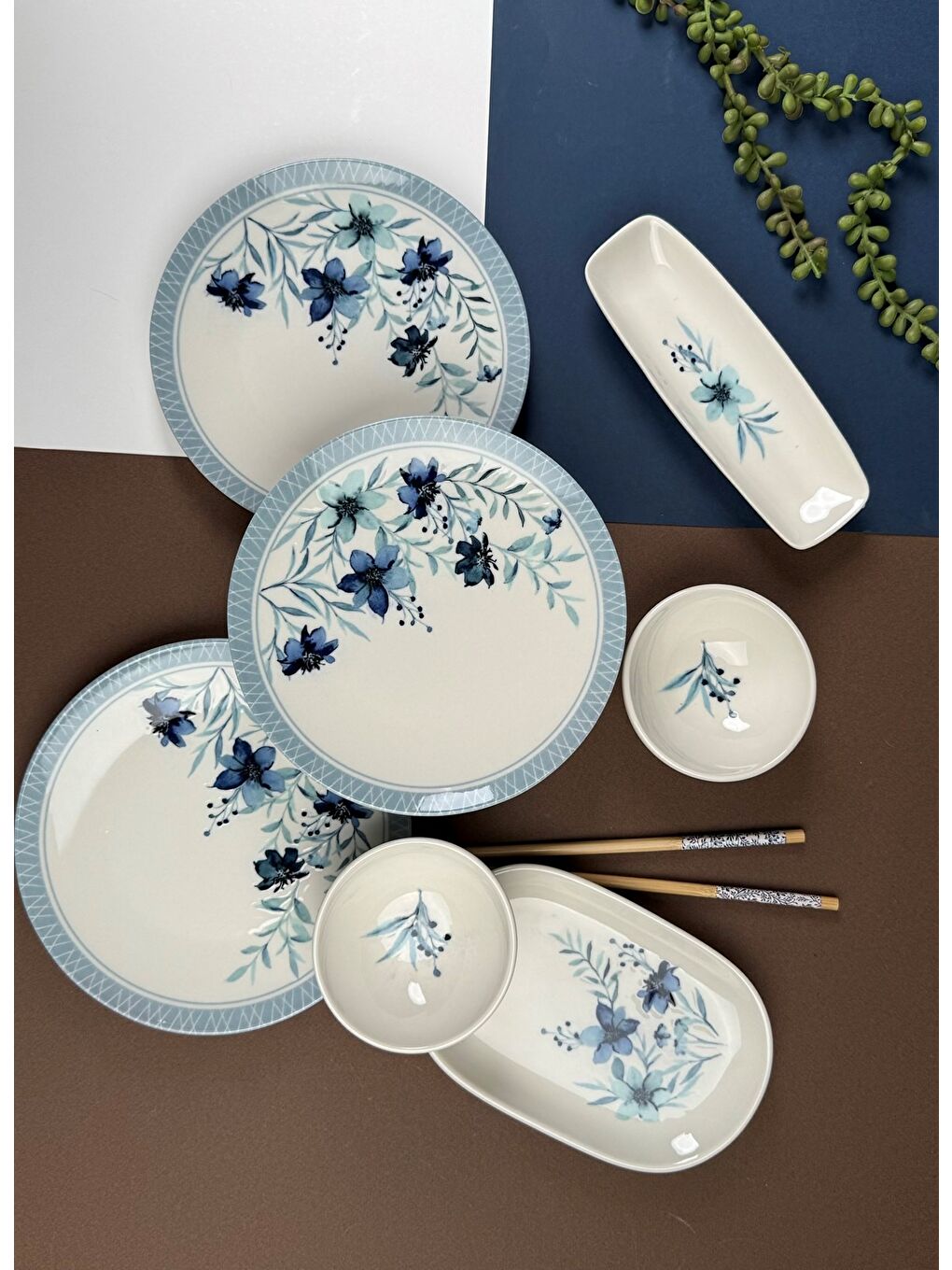 Beyaz Azur Kahvaltı Takımı 6 Kişilik 14 parça TVL14KHPRS1156-4