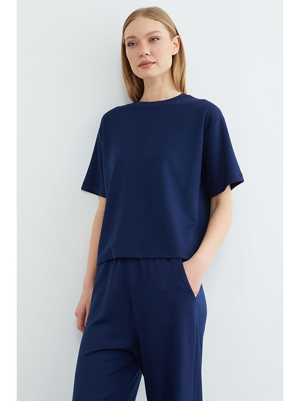 Lacivert Basic Kısa Kollu Modal 2 Li Takım-3