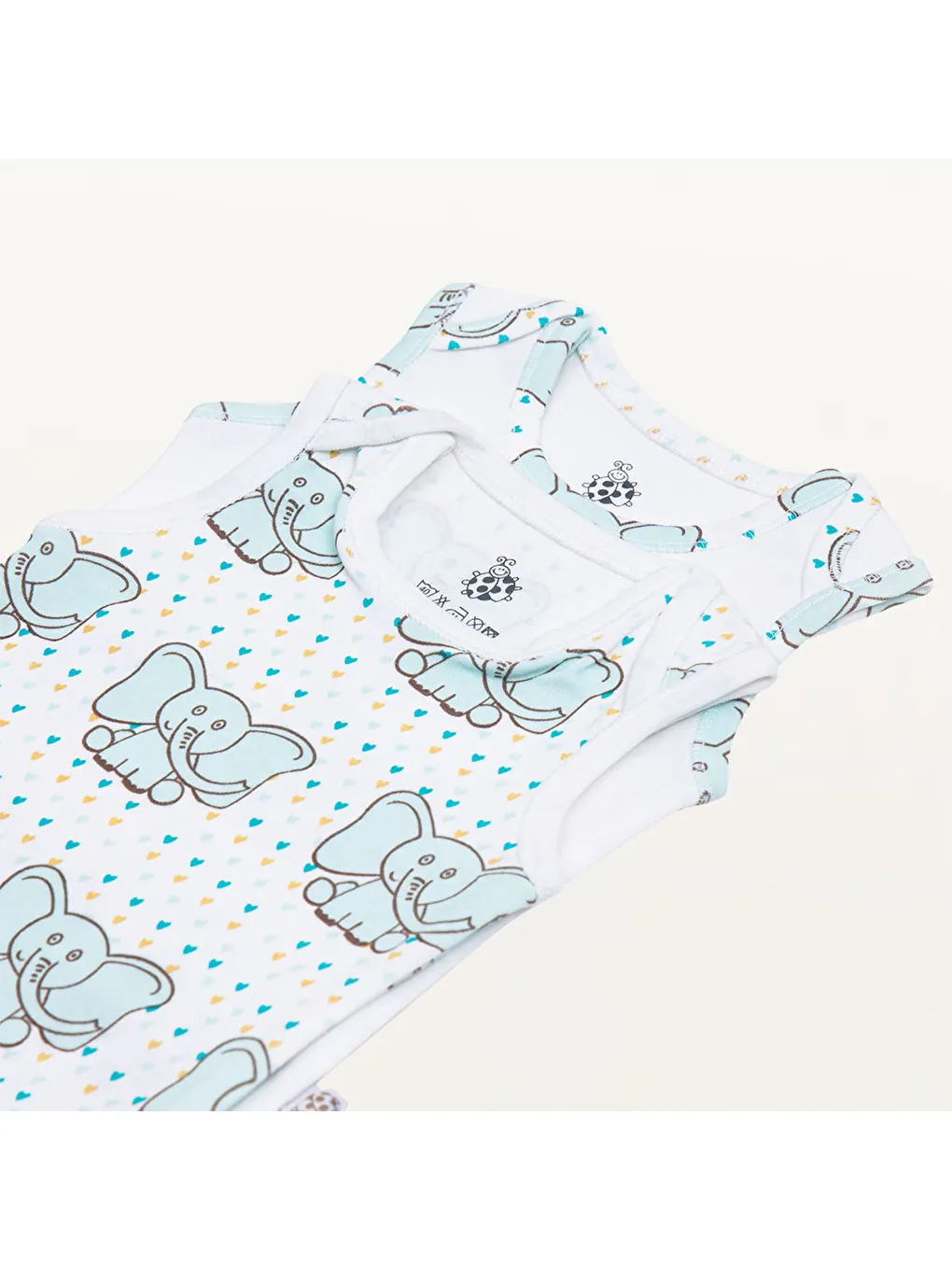 Borneo 2'li Bebek Zıbın Kolsuz Organik Beyaz-Mint-6