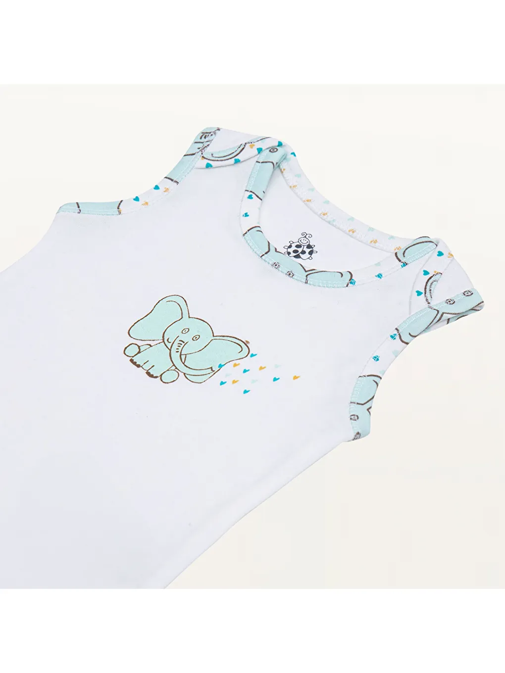 Borneo 2'li Bebek Zıbın Kolsuz Organik Beyaz-Mint-7