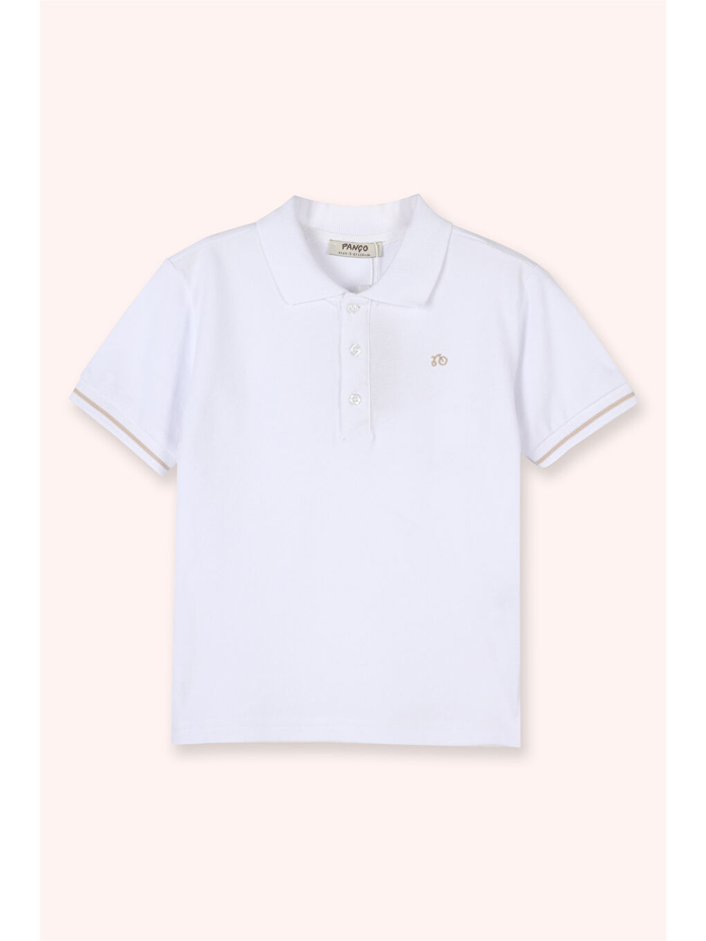 Beyaz Erkek Çocuk Polo T-Shirt Somon