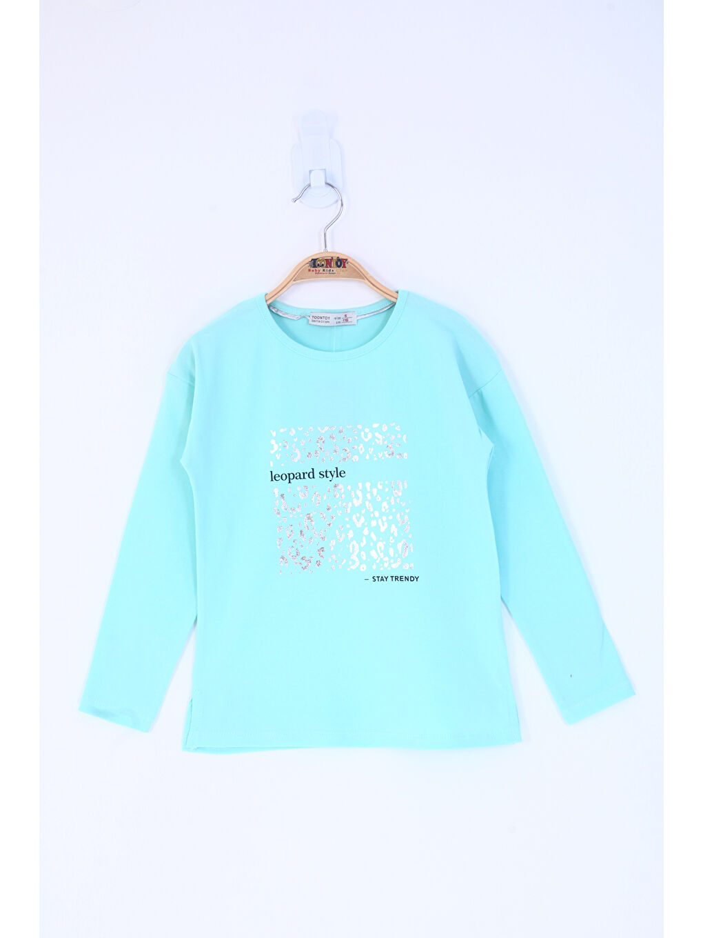 Ekru Kız Çocuk Leopard Style Baskılı Tişört