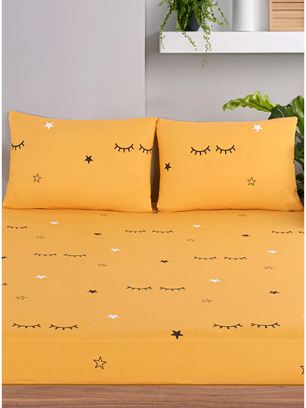 Pes Lastikli Çarşaf Seti Çift Kişilik Dide Sarı-1