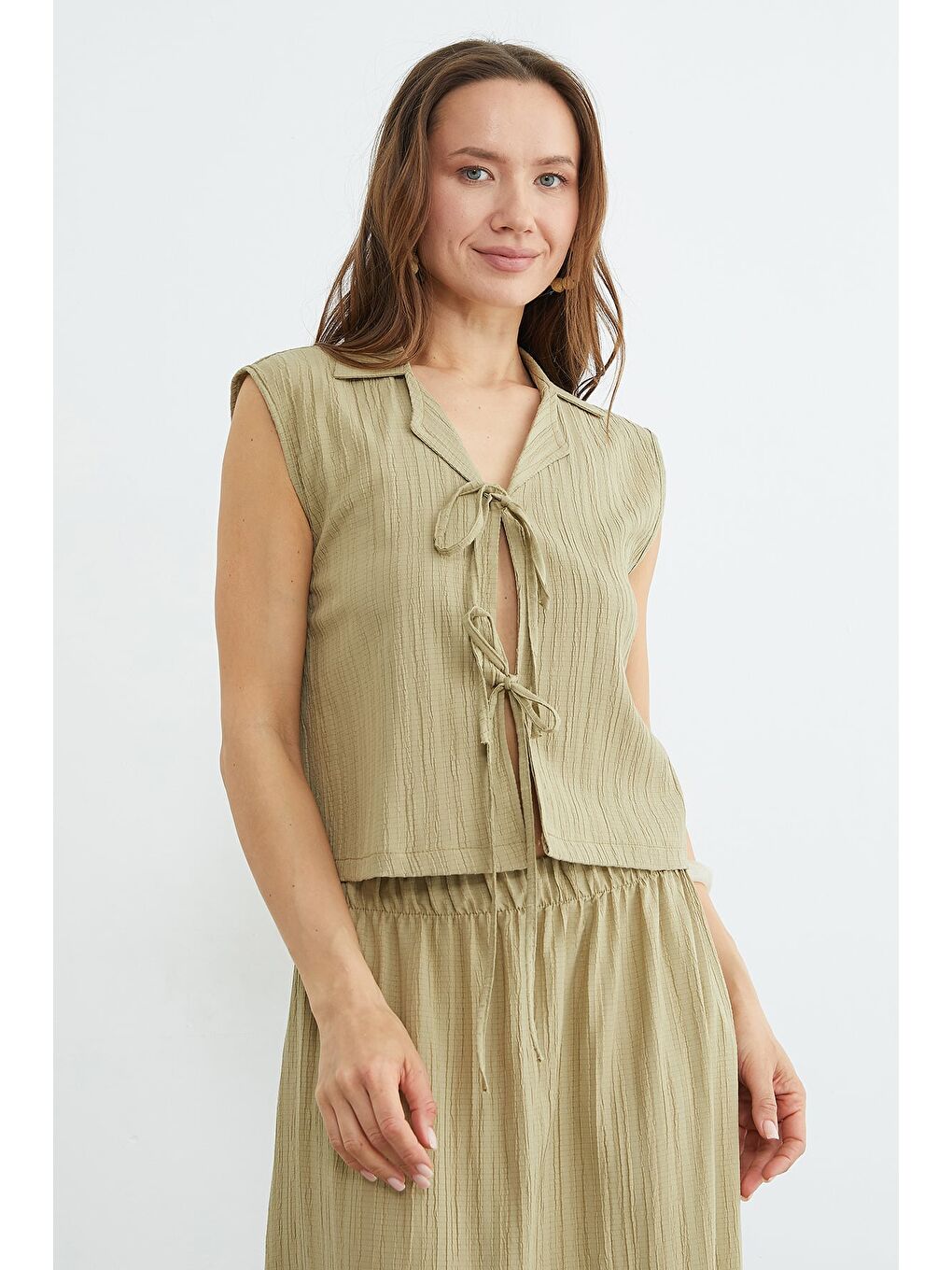 Yeşil Önü Bağlamalı Jakarlı Etekli 2 Li Takım-3