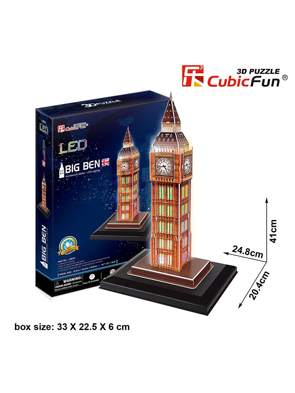 3D 28 Parça Puzzle Big Ben Saat Kulesi - İngiltere (Led Işıklı)-2
