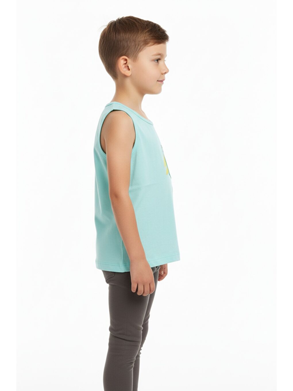 Yeşil Erkek Çocuk Cepli Balık Baskılı Atlet-3