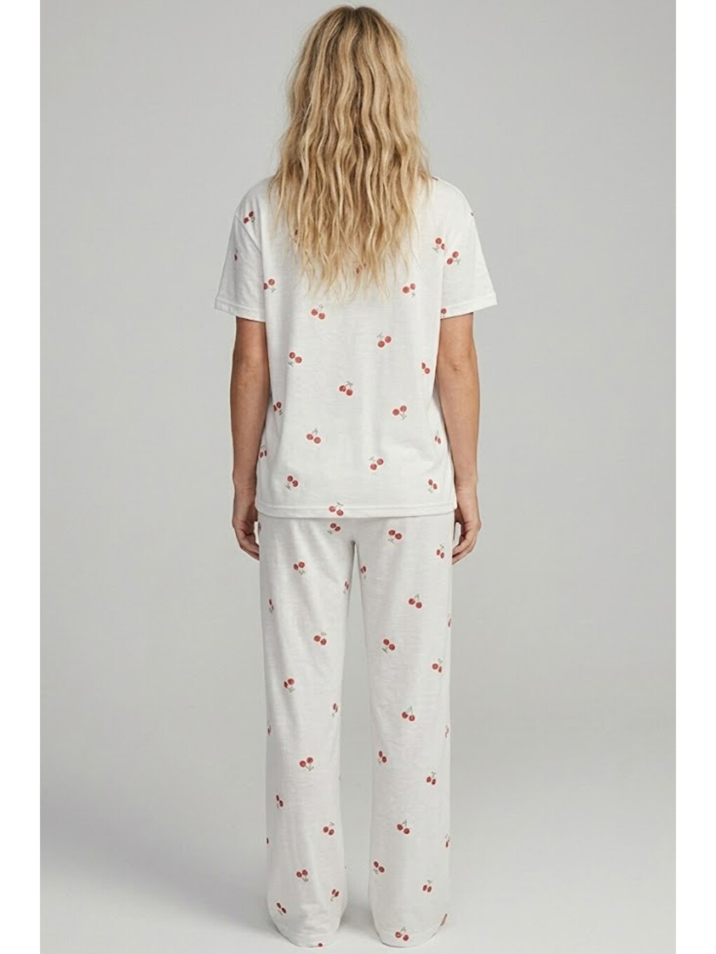 Kırmızı İnce Soft Örme Mevsimlik Pijama Takımı 8003-2
