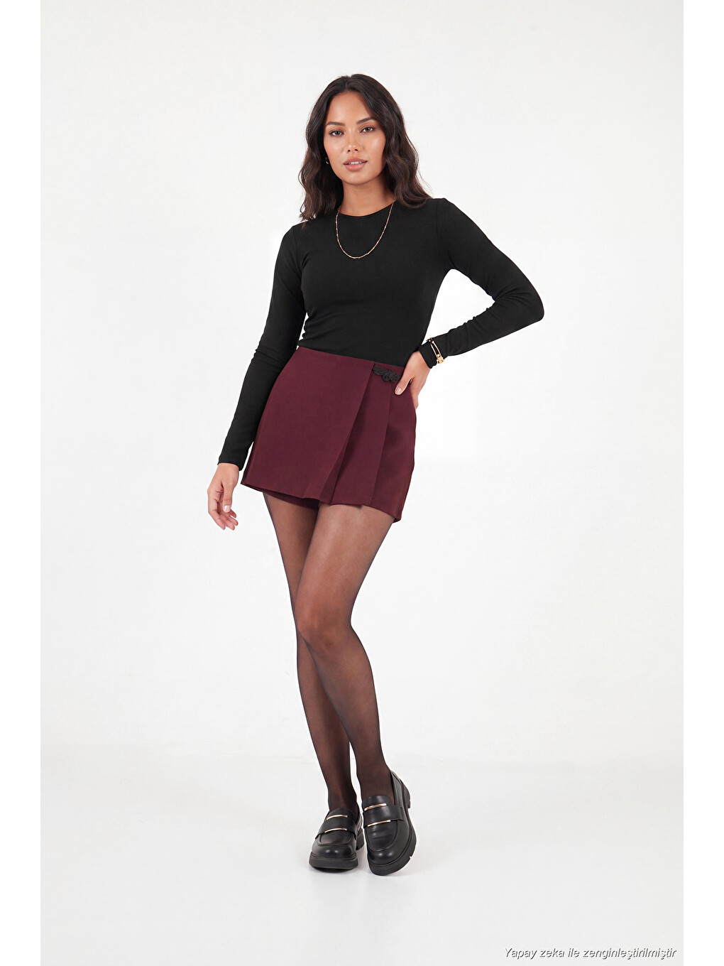 Siyah Pamuklu Bisiklet Yaka Crop Bluz 5867060-1