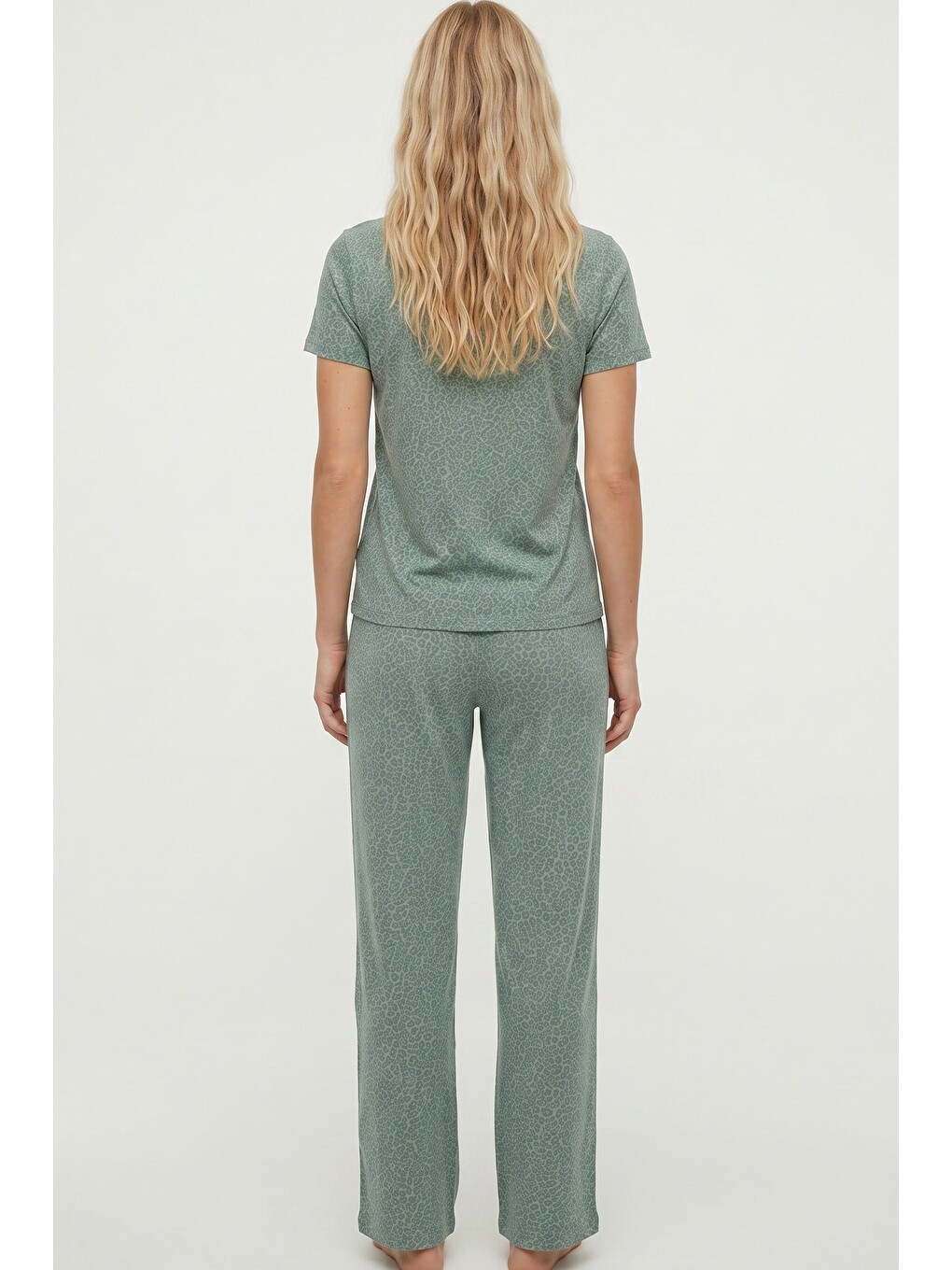 Yeşil İnce Örme Pijama Takım 7996-2