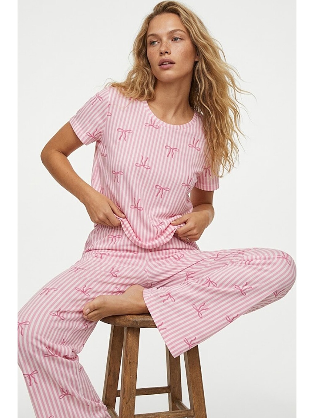 Karışık İnce Soft Örme Mevsimlik Pijama Takımı 8003