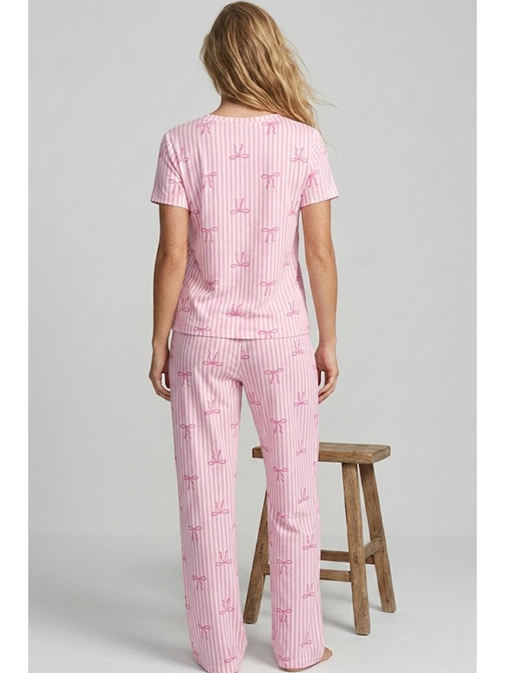 Karışık İnce Soft Örme Mevsimlik Pijama Takımı 8003-2