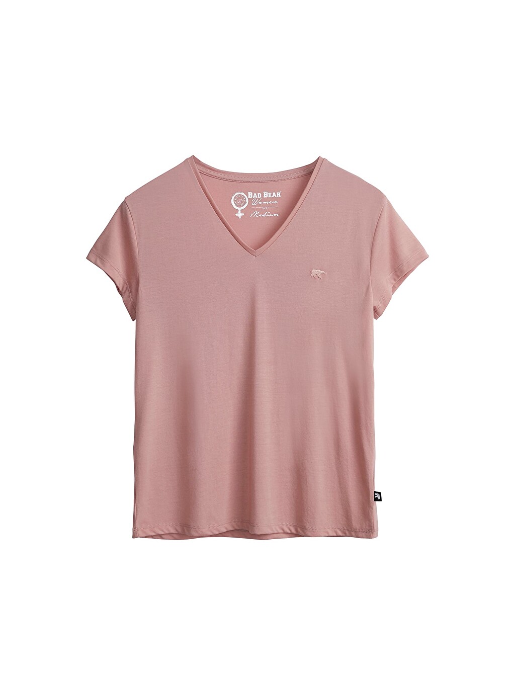 Violet V-neck T-shirt Pudra Pembe Basic Kadın Tişört-4