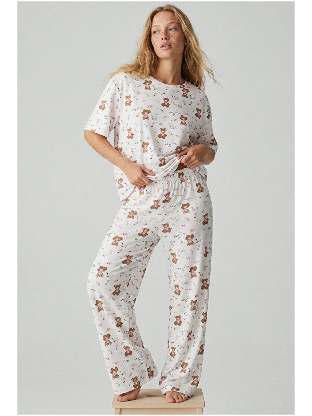 Karışık İnce Örme Pijama Takım 7996-2