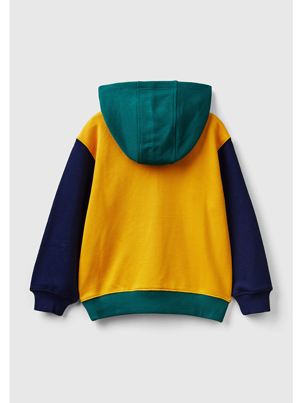 United Colors Of Benetton Erkek Çocuk Sarı Mix Logo Baskılı Kanguru Cepli Fermuarlı Kapüşonlu Sweatshirt - 1