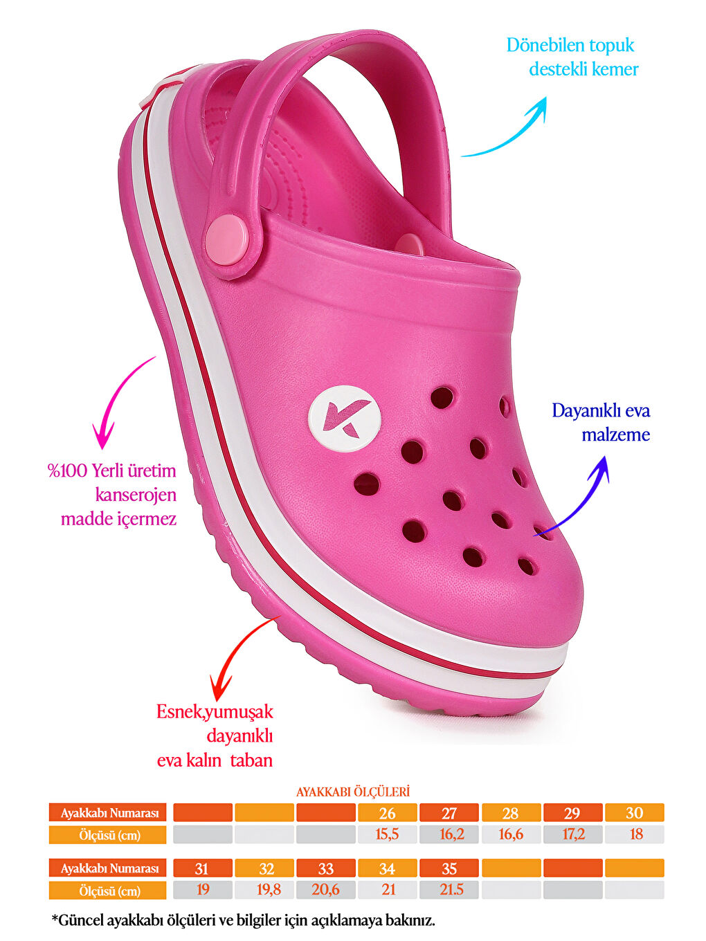 Fuşya Magda Eva Plaj Havuz Okul Kreş Kız Çocuk Terlik-1