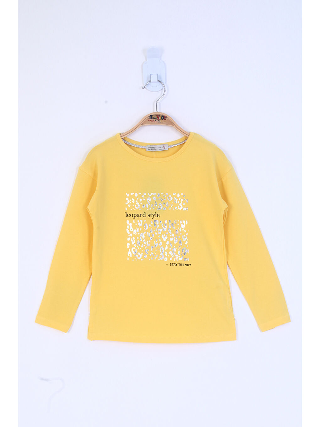 Sarı Kız Çocuk Leopard Style Baskılı Tişört-2