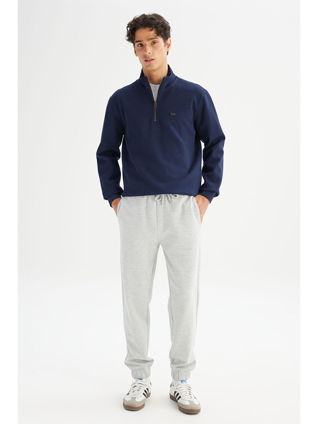 Lacivert Regular Fit Kapüşonlu Yarım Fermuarlı Sweatshirt-1