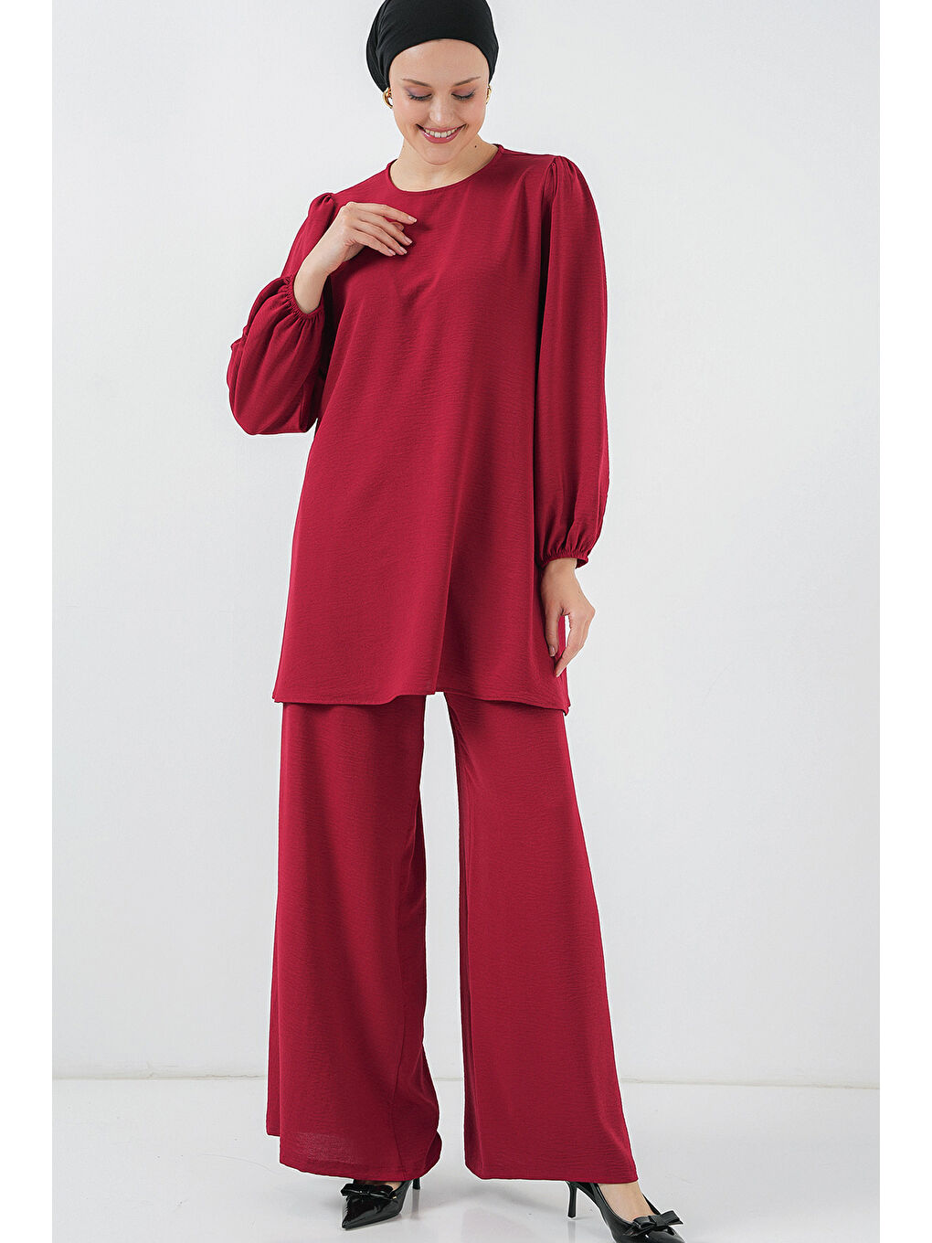 Ayrobin Tunik Pantolon Alt Üst Takım 6712 - Bordo-1