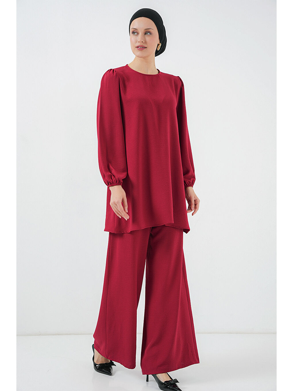 Ayrobin Tunik Pantolon Alt Üst Takım 6712 - Bordo-3