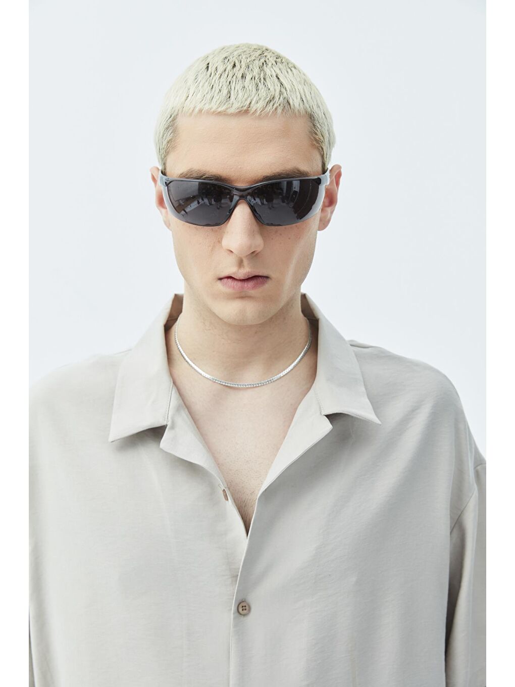 Basıc Oversize Keten Takım Bej-3