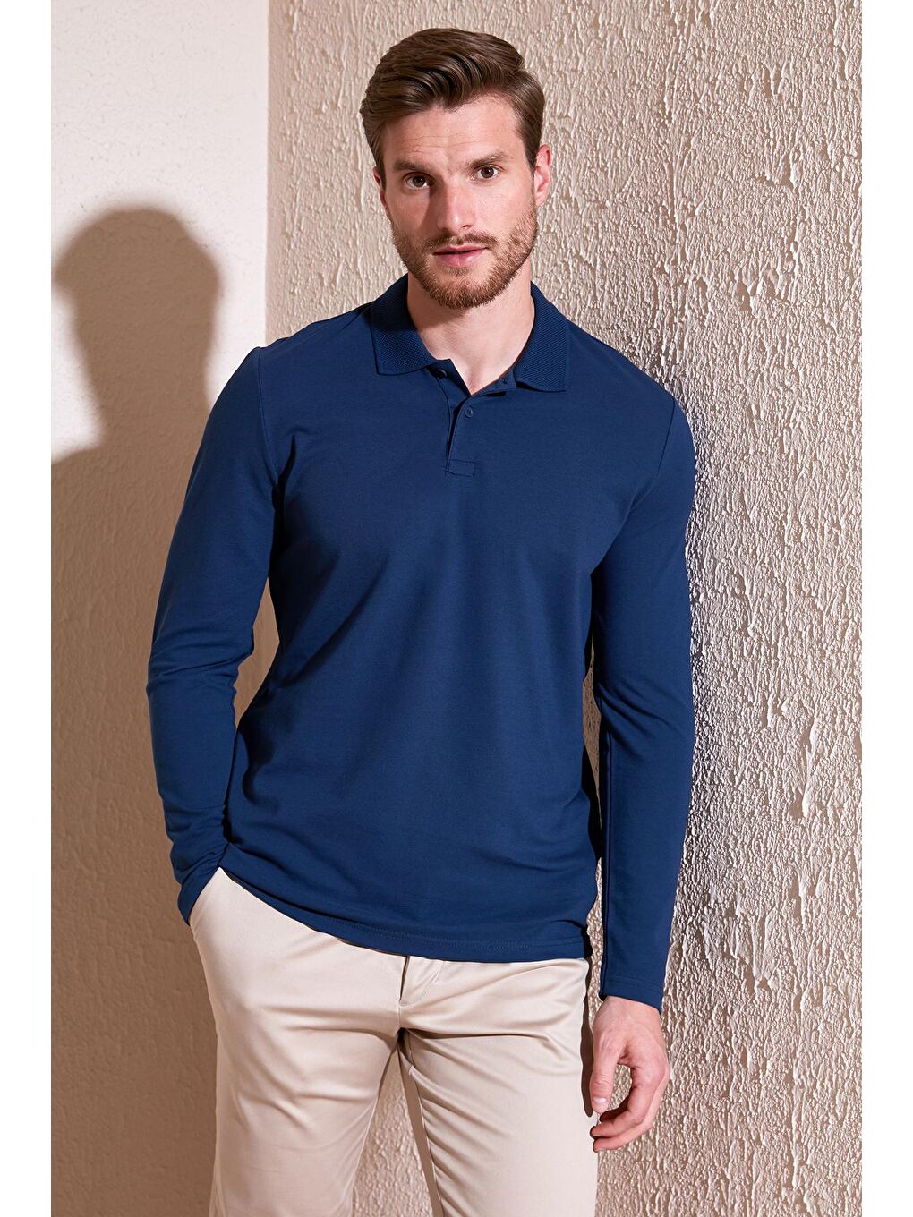 Buratti İndigo % 100 Pamuk Slim Fit Polo Yaka Erkek Sweatshirt 5905707 - 1