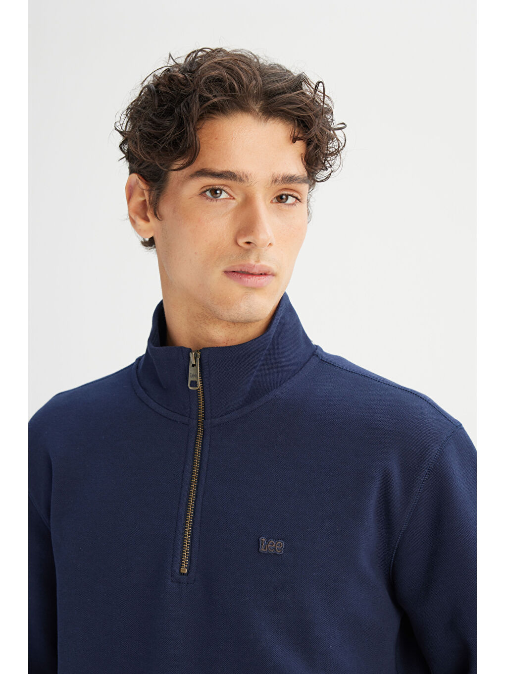 Lacivert Regular Fit Kapüşonlu Yarım Fermuarlı Sweatshirt-3