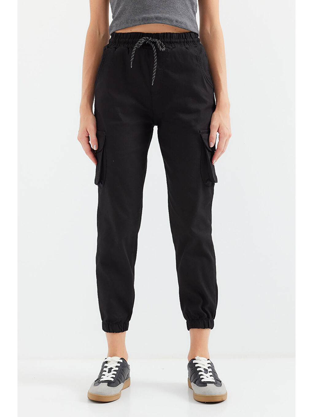 6667 Kargo Cepli Jogger Pantolon - Siyah-2