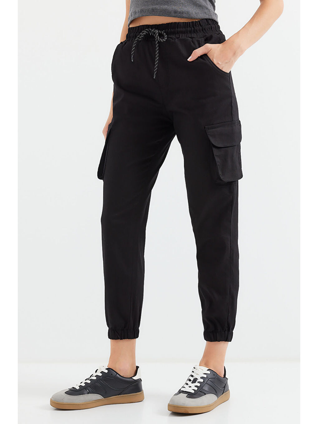 6667 Kargo Cepli Jogger Pantolon - Siyah-3