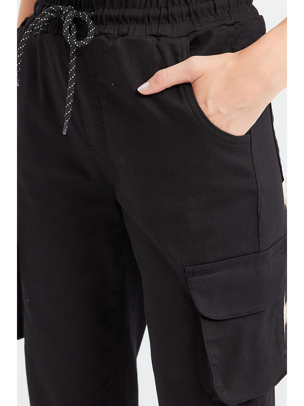 6667 Kargo Cepli Jogger Pantolon - Siyah-4