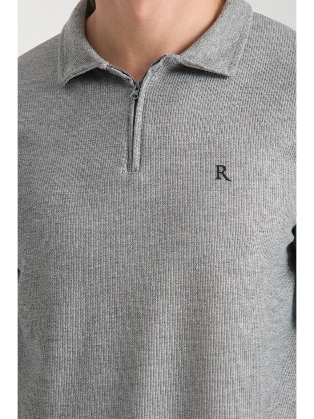 Gri Erkek Yarım Fermuarlı Uzun Kol Sweatshirt 7702-3