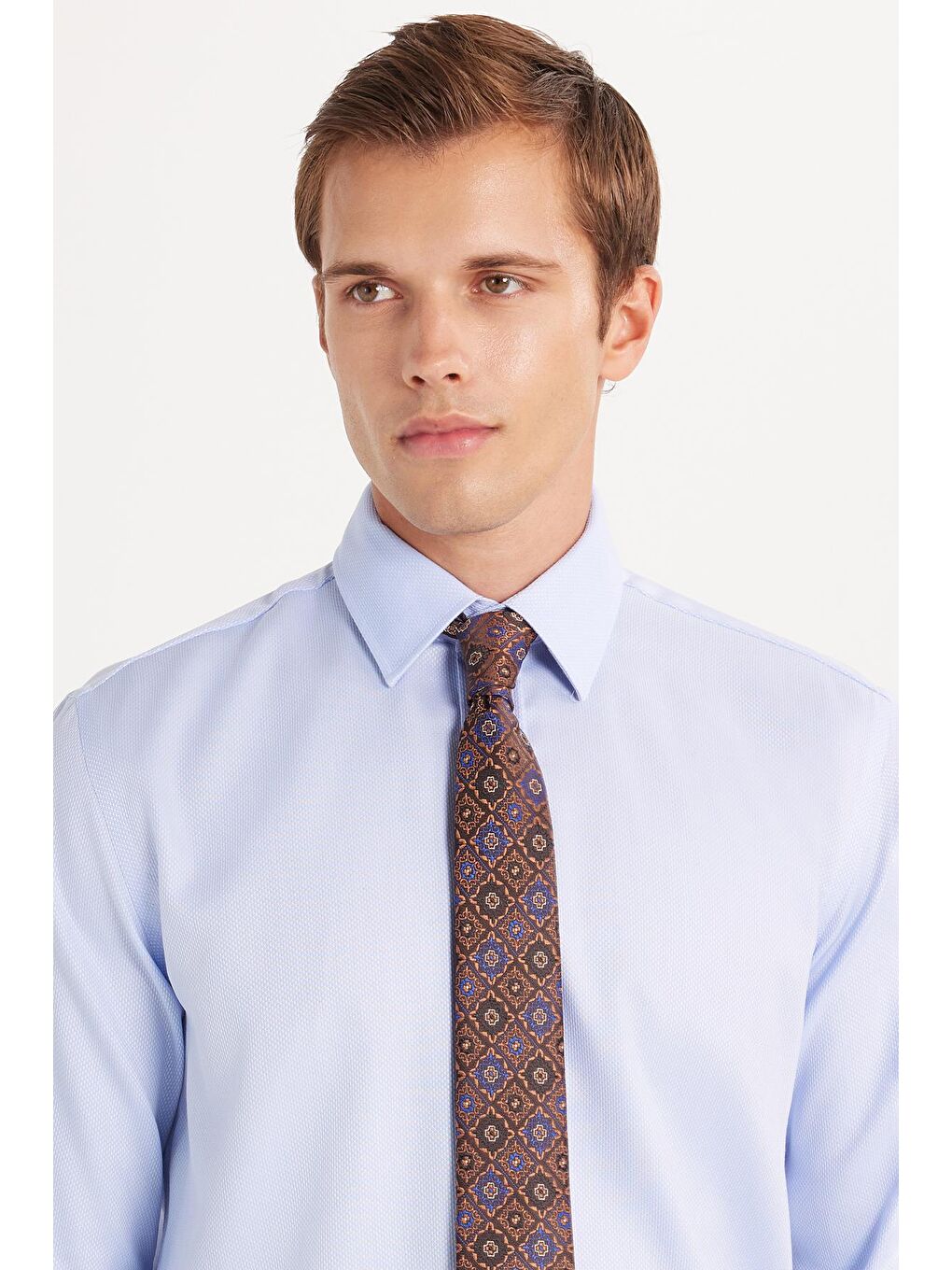 Regular Fit Mavi Non-Iron %100 Pamuk Doğa Dostu Ekoteks Belgeli Ütü Gerektirmez Gömlek-1