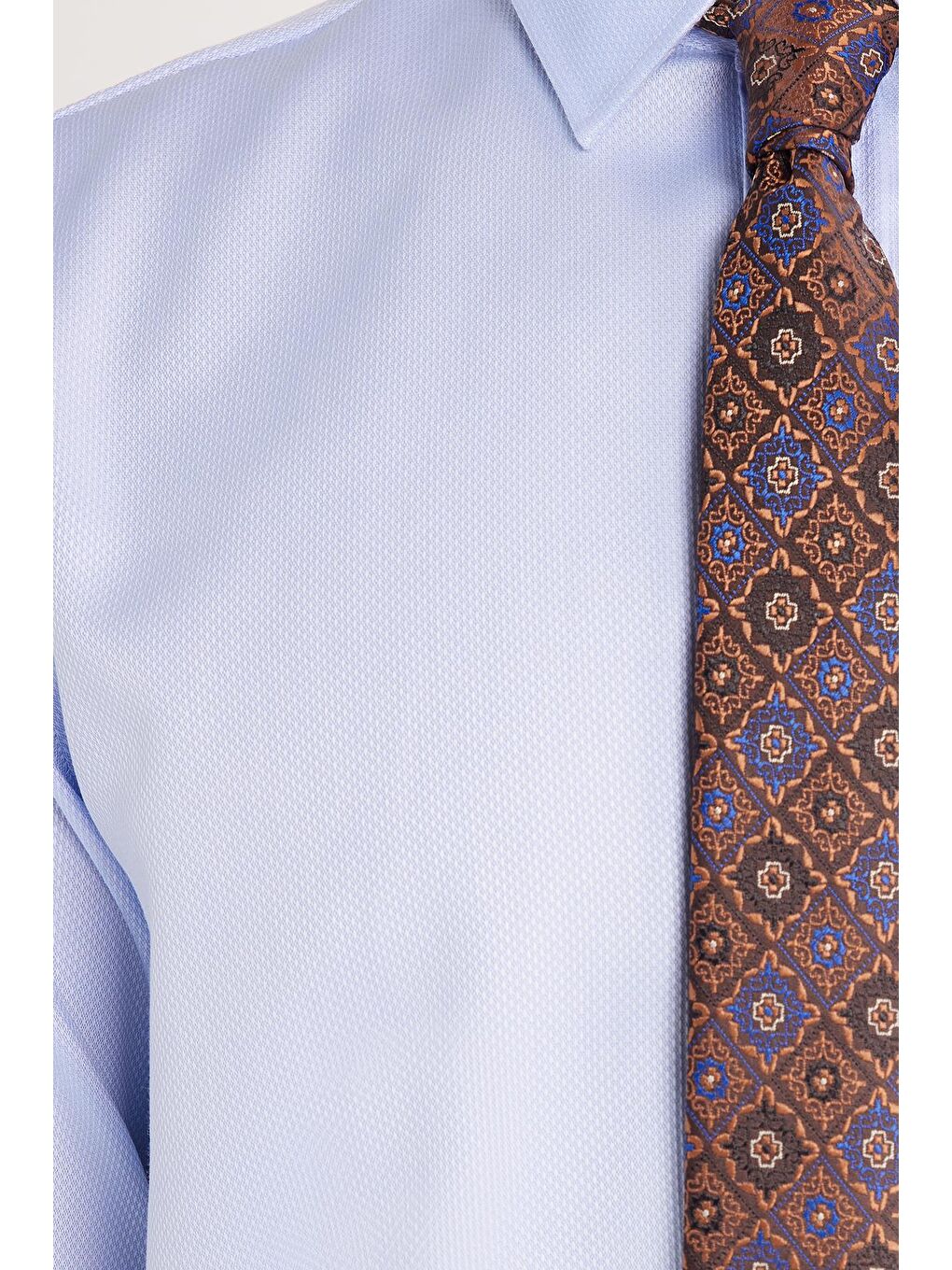 Regular Fit Mavi Non-Iron %100 Pamuk Doğa Dostu Ekoteks Belgeli Ütü Gerektirmez Gömlek-2