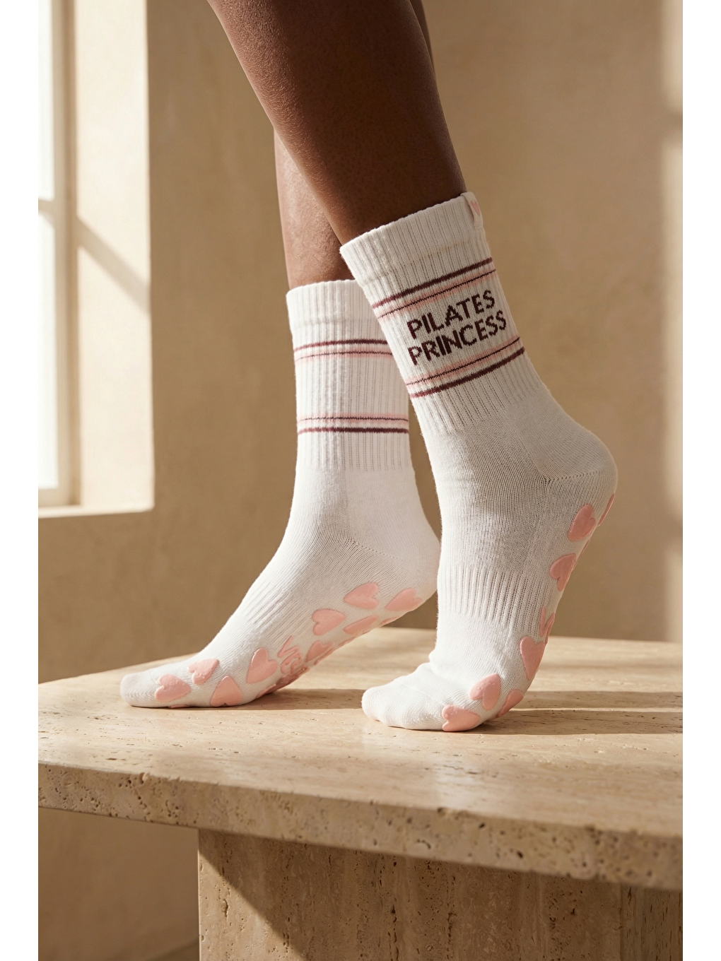 Kadın Soket Pilates Çorabı Ekru