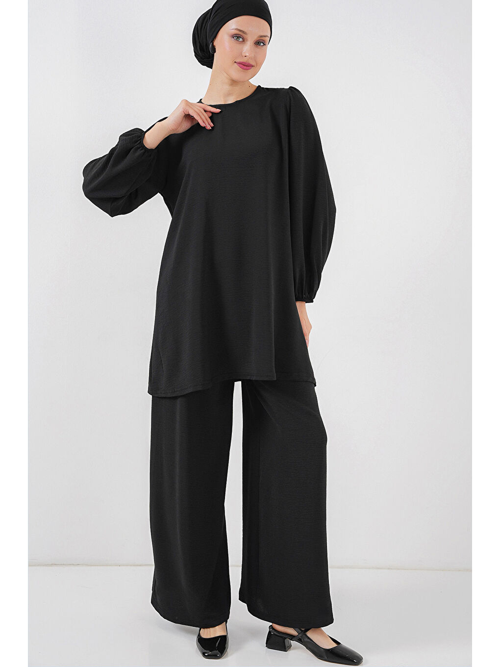 Ayrobin Tunik Pantolon Alt Üst Takım 6712 - Siyah-2